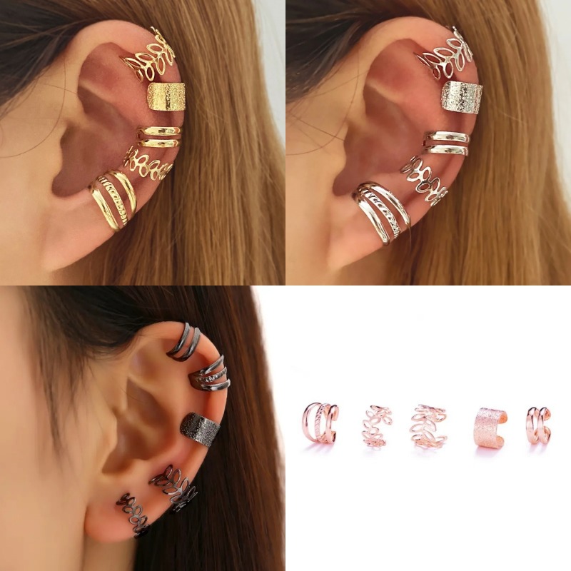 5pcs Ear Cuff Set for Women, No Piercing Clip-On Earrings